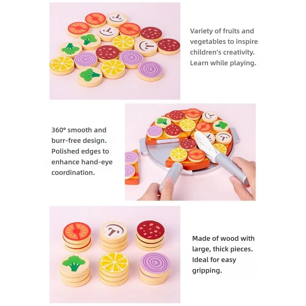Multicolorido montessori brinquedos de madeira dos desenhos animados pizza simulação forno de pizza brinquedos jogando casa diy jogando brinquedos de cozinha brinquedo