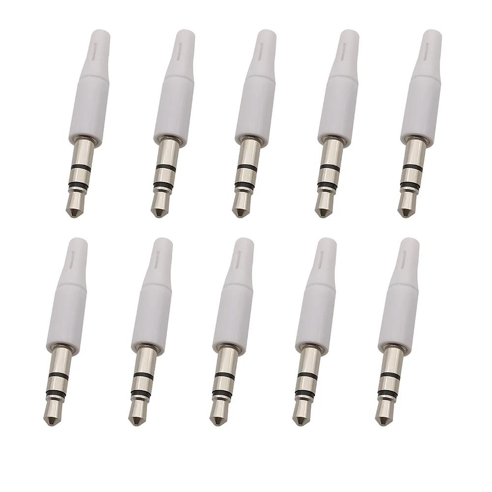 10Pcs White Black 3.5mm Stereo Headset Plug 3/4 Poles 3.5 Audio Plug Jack Adapter Connector for Earphone DIY Repair