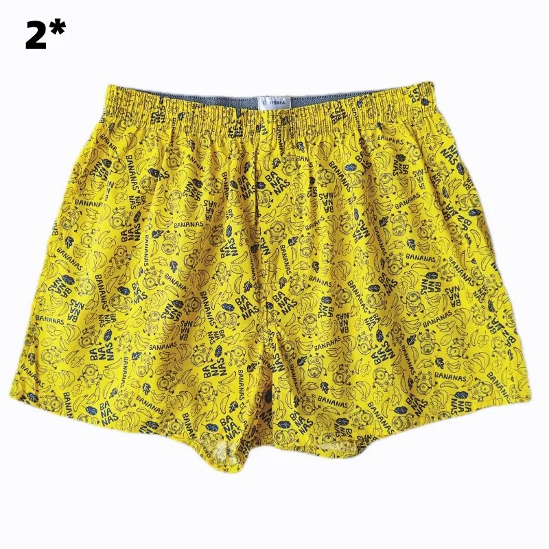 Shorts de algodão dos homens, roupa interior solta, fundo do sono, calças de praia, animação, unisex