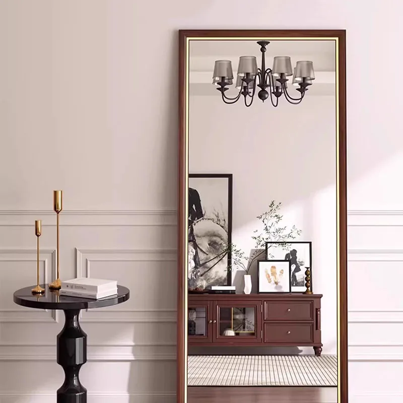 r*-Living Room Decoration Mirror Aesthetic Vanity Floor Makeup Girls Standing Big Mirror Frame Square Espelhos Home Decorations