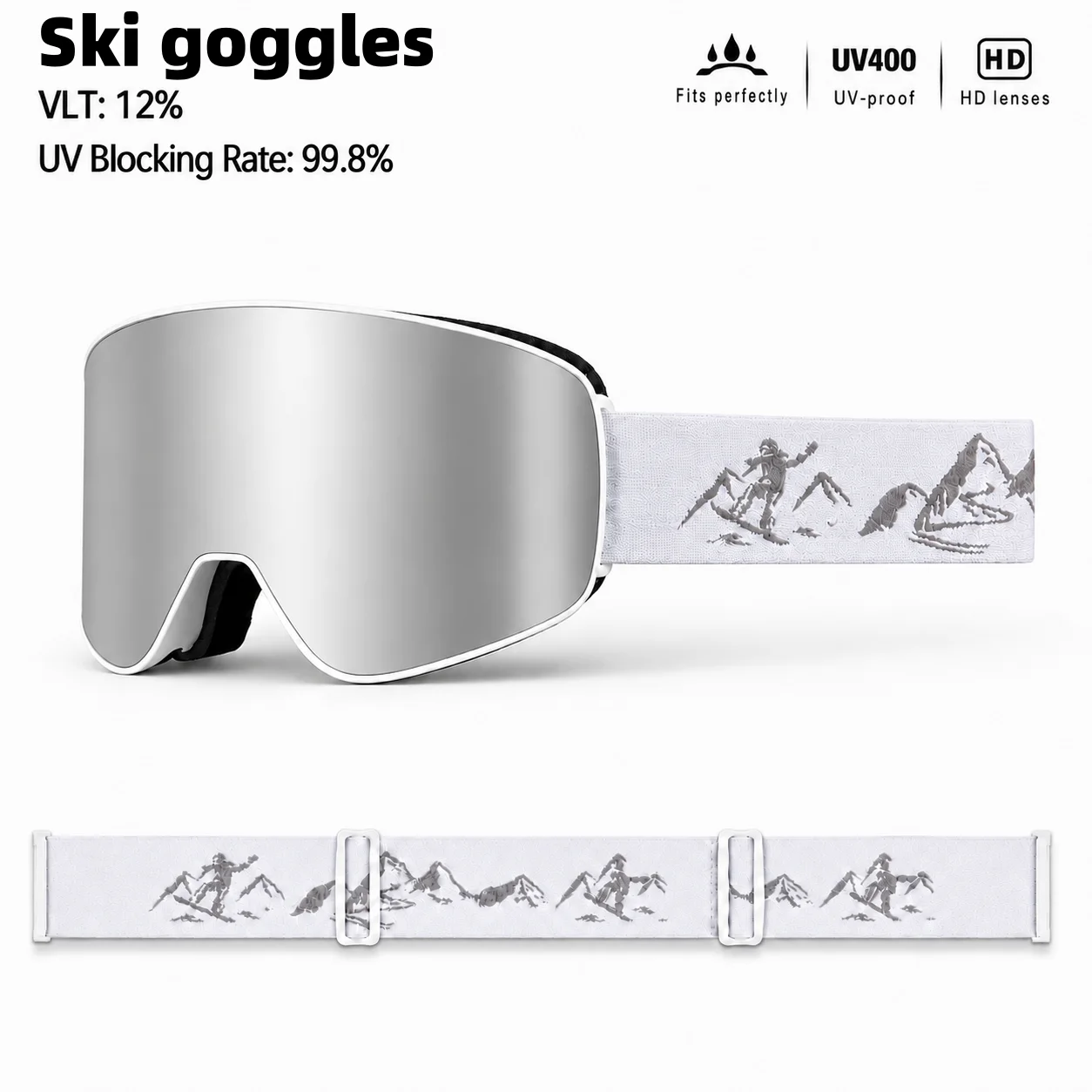 Snow Goggle Uv - ユニセックス 大人用 スキー＆スノーゴーグル、二重層曇り止めレンズ、UVカット防風スノーボードグラス