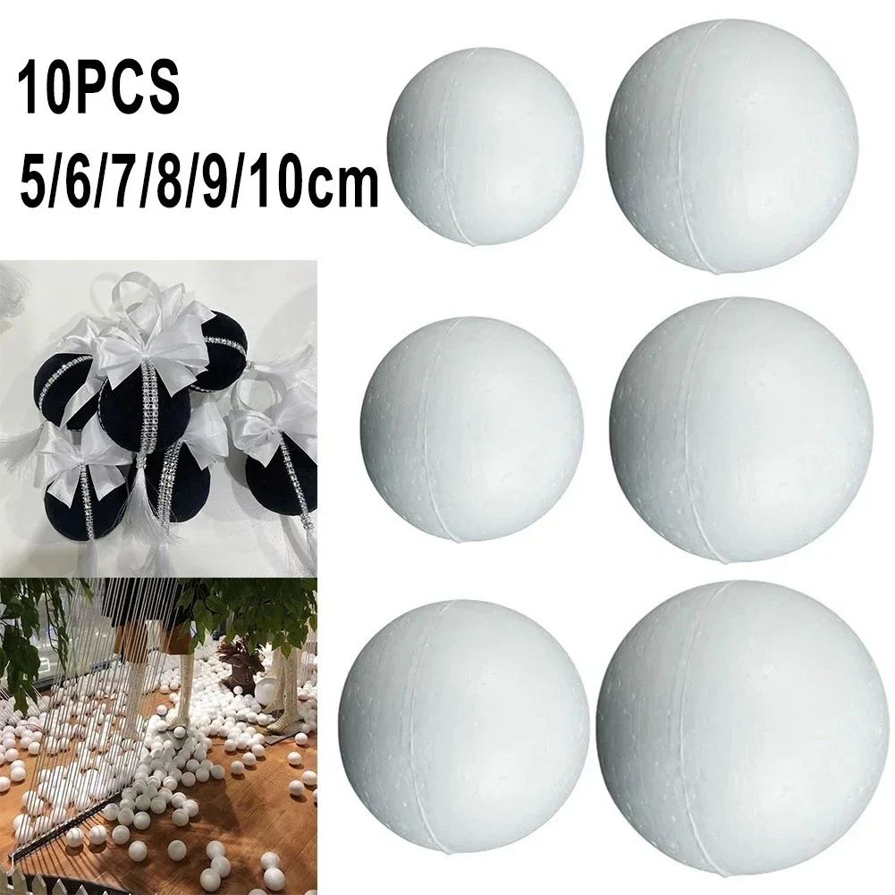 10 Stück Weihnachtsdekoration, feste Schaumstoffkugeln, 50–100 mm, rund, DIY-Zubehör, handgefertigt, für Heimdekoration, Party, Feier, Geschenke – Detail 2
