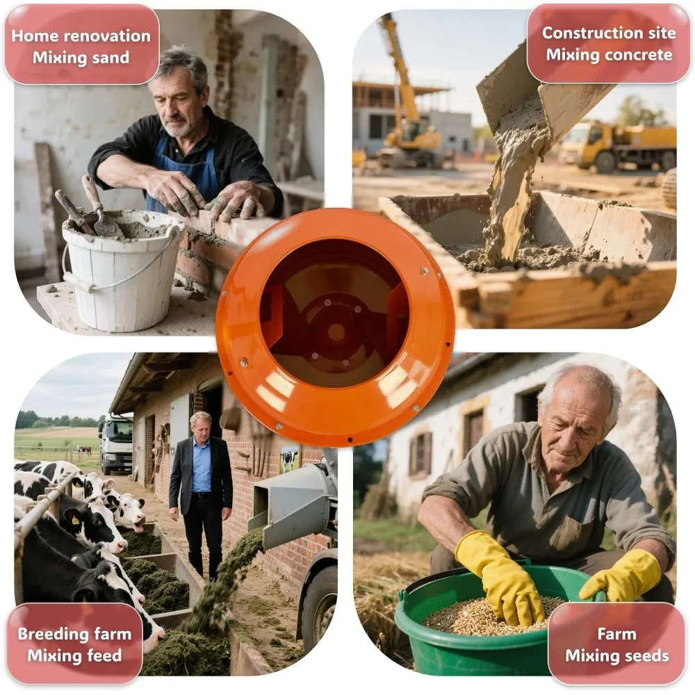 5.0 cubic Ft Portable Concrete Mixer Machine, Wheelbarrow Cement Mixing Tools for Stucco