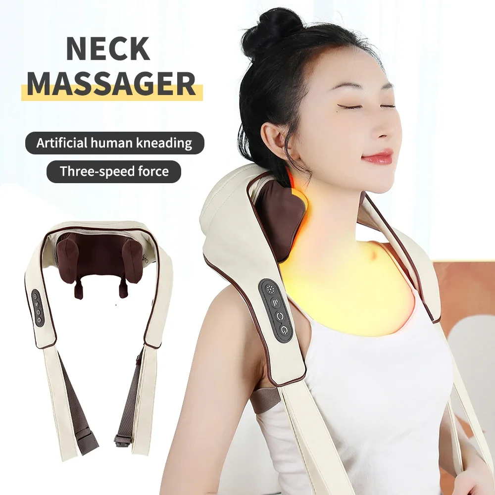 Cervical massager, multifunctional infrared heating cervical massager, full body kneading massage shawl neck massager