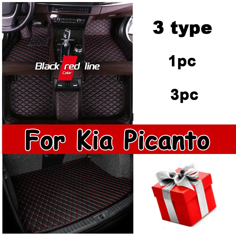 Leather Car Floor Mats For Kia Picanto Morning Grand Eko Taxi JA 2012~2017 5door Anti-dirty Car Mat Tapete Carro Car Accessories