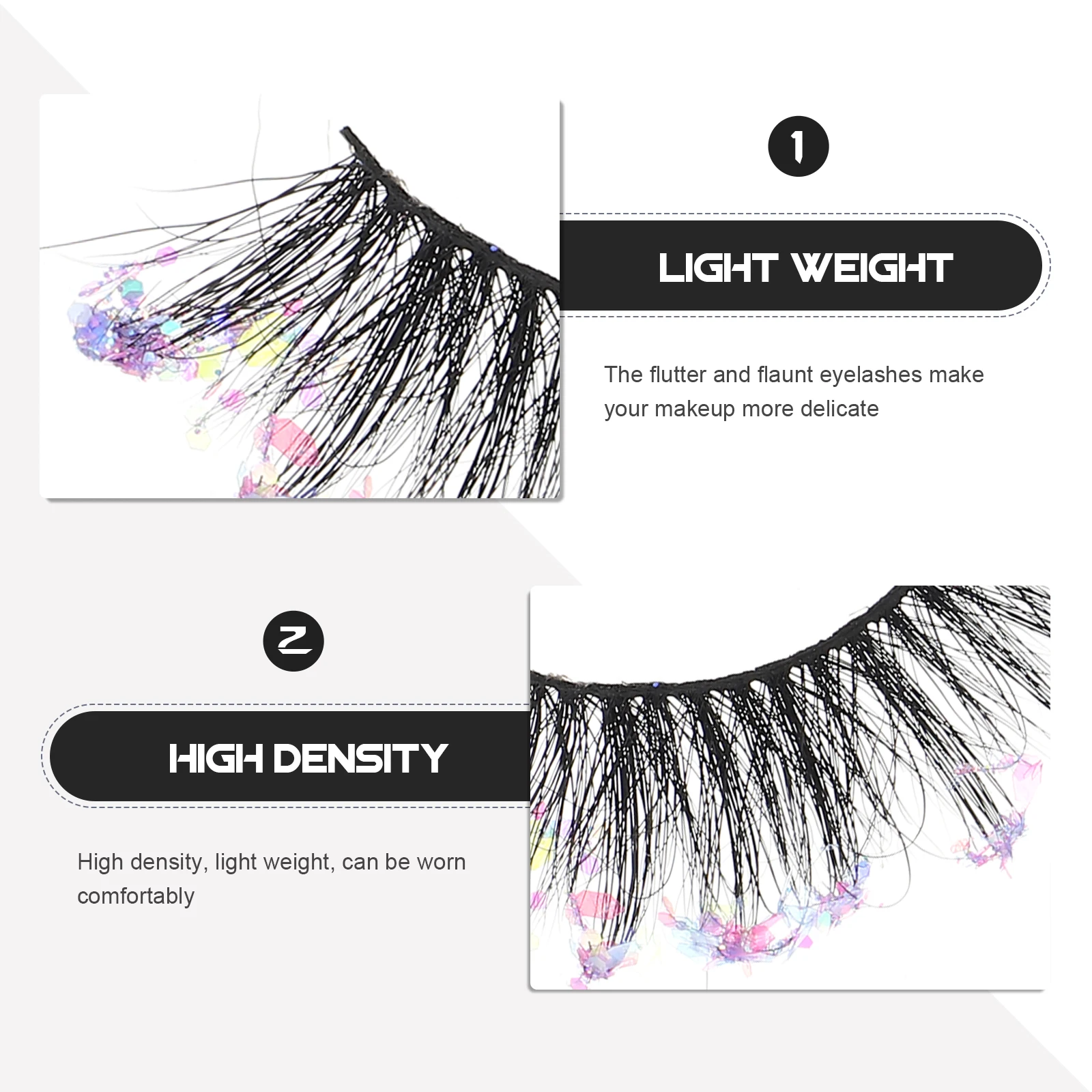 

2 Pairs Fake Eyelashes Sequin False Natural European and American Chemical Fiber