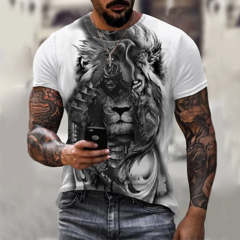 3D printe Animal Wolf face man \'s T- Tshirt New loose lion casual majestic summer fashion shirt Harajuku oversized t shirt