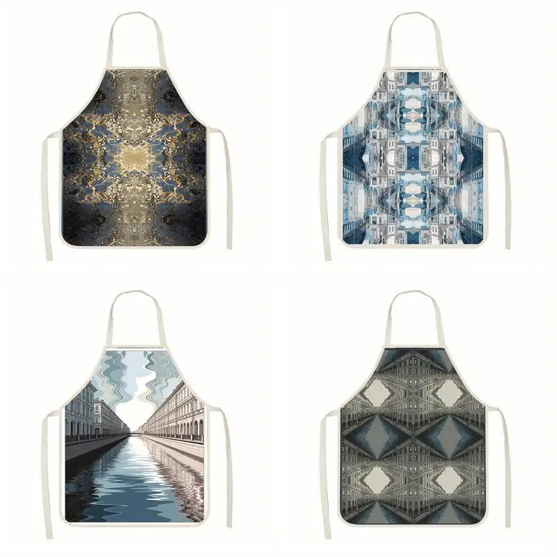 

Abstract Pattern Aprons Linen Apron, Suitable For Kitchen Cooking, Parent-Child Interaction, Painting And Other Scenarios