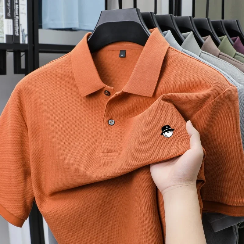 Summer Best-Selling Brand New Cartoon Exquisite Pattern Embroidered Polo Shirt Fashionable Men 100% Cotton Comfortable Short Top