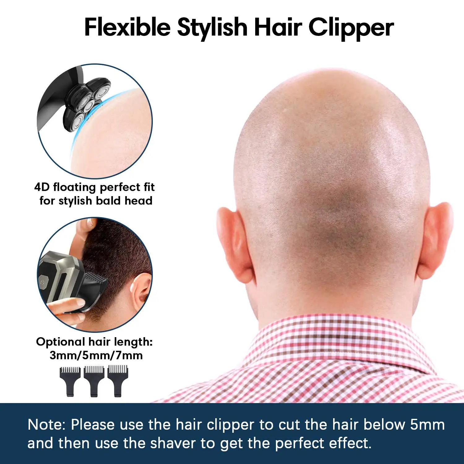 Rasoir électrique Rechargeable à affichage numérique, 6 lames, pour hommes, rasoir pour cheveux, barbe, visage sec et humide