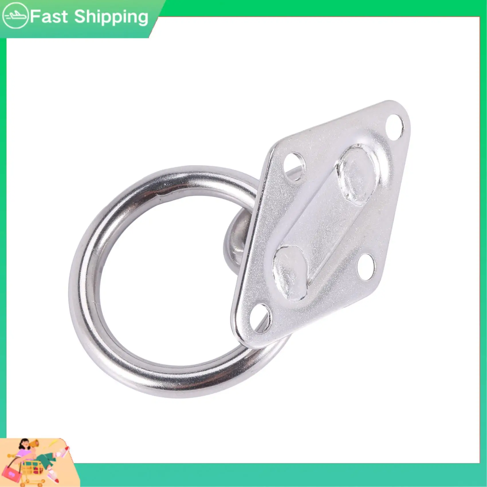

2X 80Mmx50mm Mounting Hook For Wall Or Ceiling With Round Ring Stainless Steel - Bracket / Attachment-Tvdae
