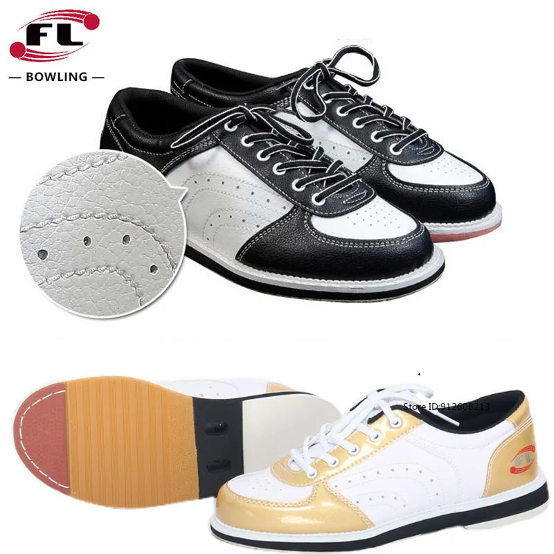 Men Women Lightweight Bowling Shoes Unisex Breathable Cushioned Indoor Sneakers PU Leather Anti-Skid Bowling Shoes Size 35-47
