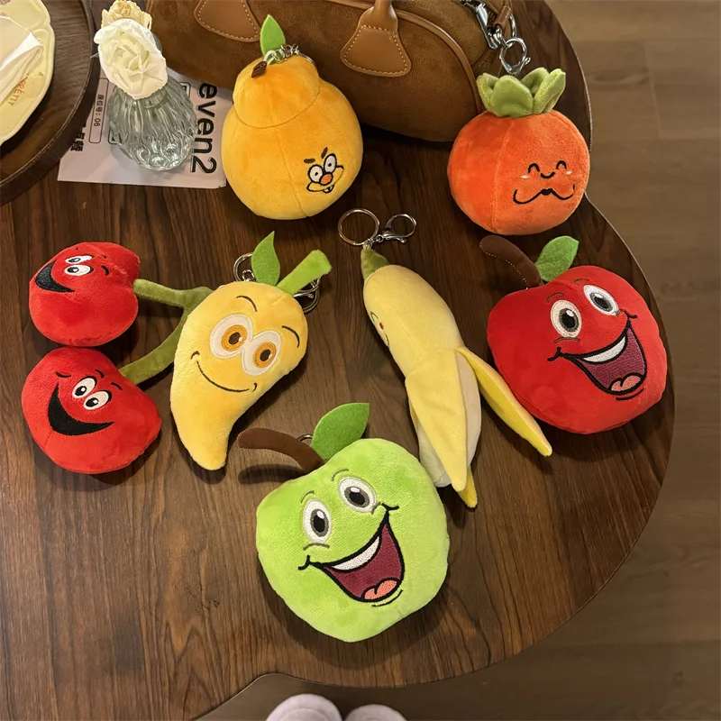 ผลไม้น่ารักของเล่นตุ๊กตา Kawaii ตุ๊กตา Plushies ของเล่น Apple สีส้ม Avocado กล้วยมะม่วงพวงกุญแจกระเป๋าเป้สะพายหลังจี้เด็กของขวัญ