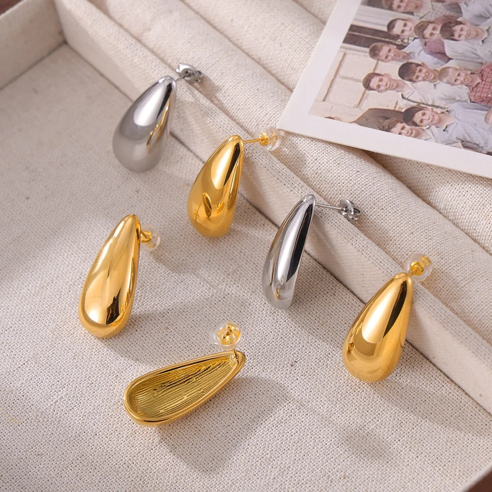 

MARKA Cool Style Smooth Water Drop Titanium Steel Earrings for Women's Fashion Jewelry Accessories