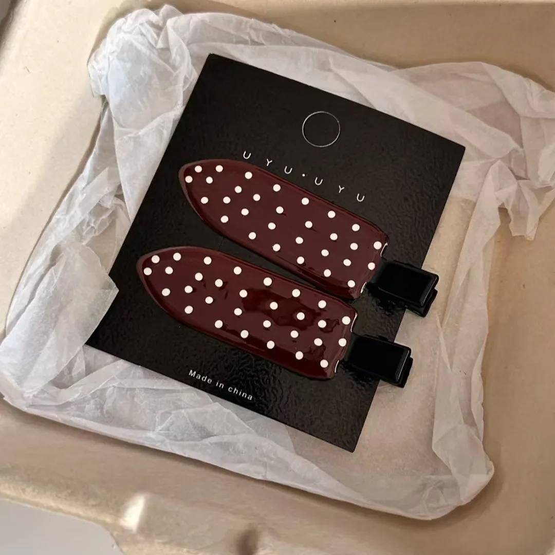 

NEW Ankela Red Polka Dot Seamless Hair Clips French Retro Hairpin Autumn Winter Crab Hair Clip for Women Girls Hair Accessories