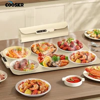 Chauffe-plat électrique pliable, plateau chauffant à chauffage rapide, maintien au chaud des aliments, plaque chauffante portable, 6 réglages de température 1