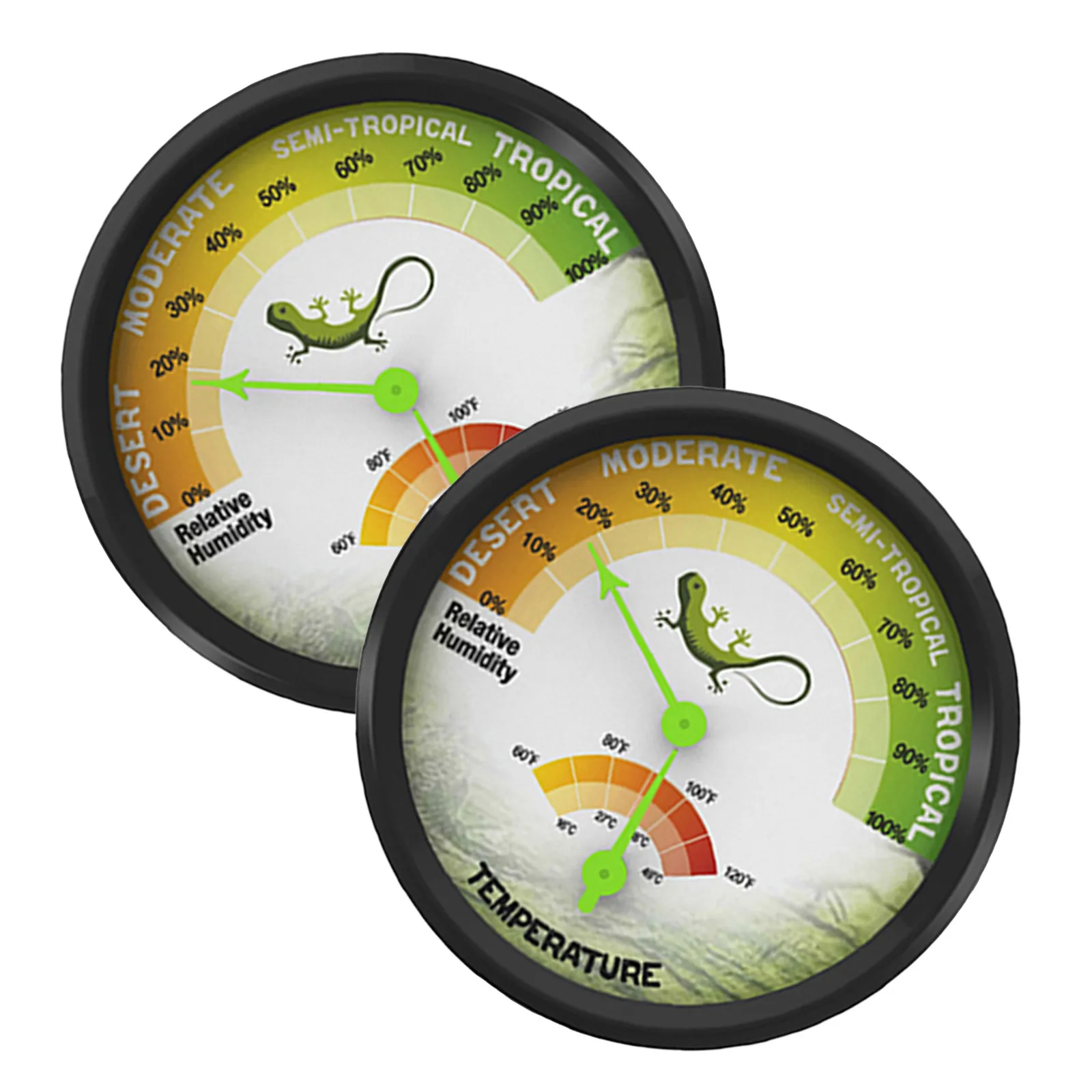 Reptile Hygrometer Thermometer 2Pcs Analog Dial for Lizard Snake Turtle Tank Cage – Accurate Humidity & Temp Monitor