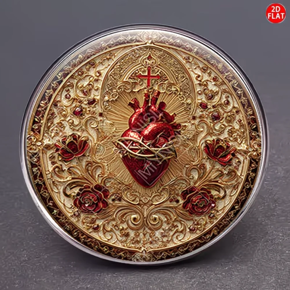 Thorn Crown Catholic Sacred Heart Brooch Stainless Steel Flat Dropper Pin Clothes Backpacks Pins Decorative Accessories