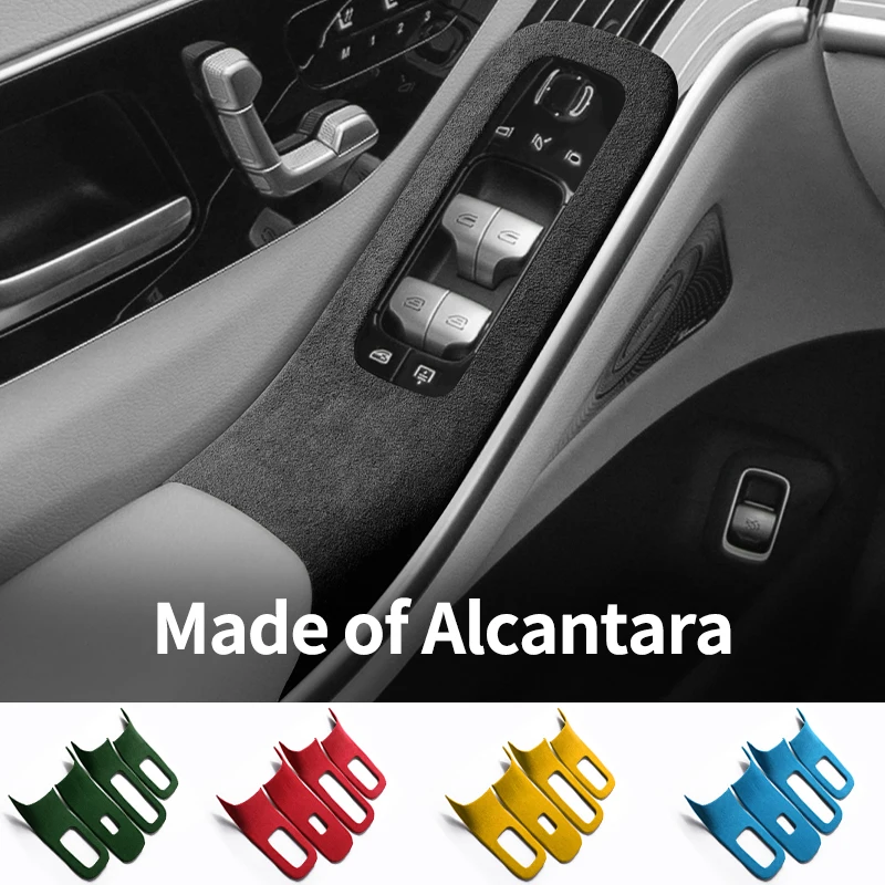 

Для Mercedes (W223) S-Class S-Class Maybach Автомобильная оконная панель управления, рамка, наклейка, аксессуары для интерьера из алькантары