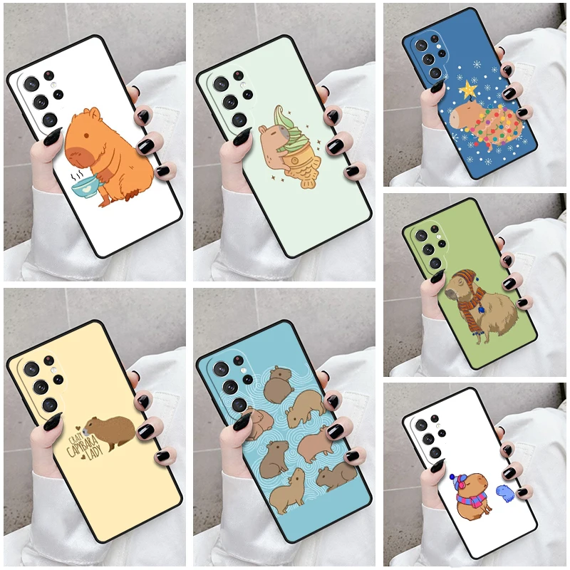 Phone Case For Samsung Galaxy S24 S23 S21fe S22 Ultra Plus Note 10 20 S8 S9 S10 Cover Curious Cute Capybara