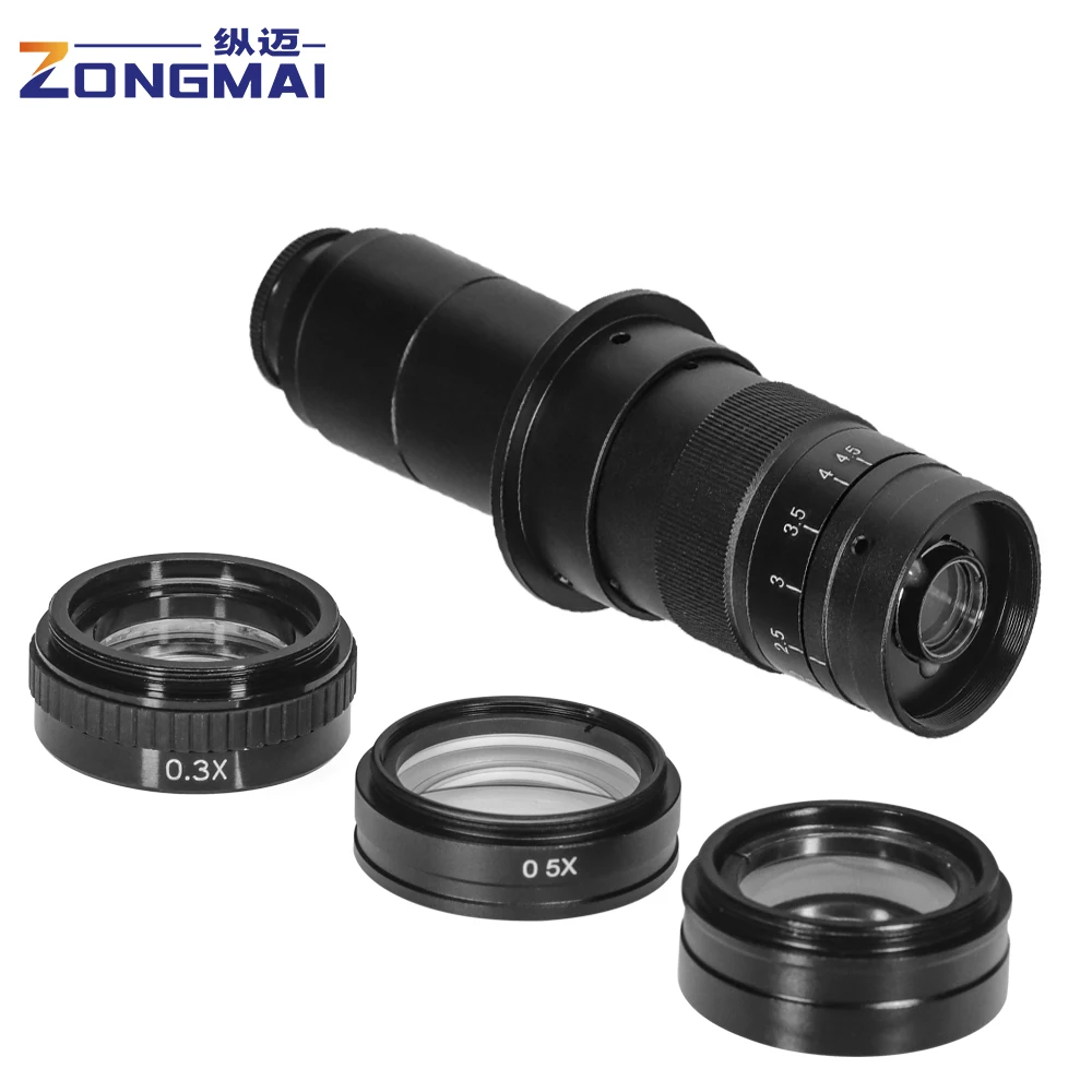 Lente de Vidro Objetiva Auxiliar Barlow 03x 05x 07x 15x 2x para Lente de Microscópio de Vídeo Industrial 10a C-mount