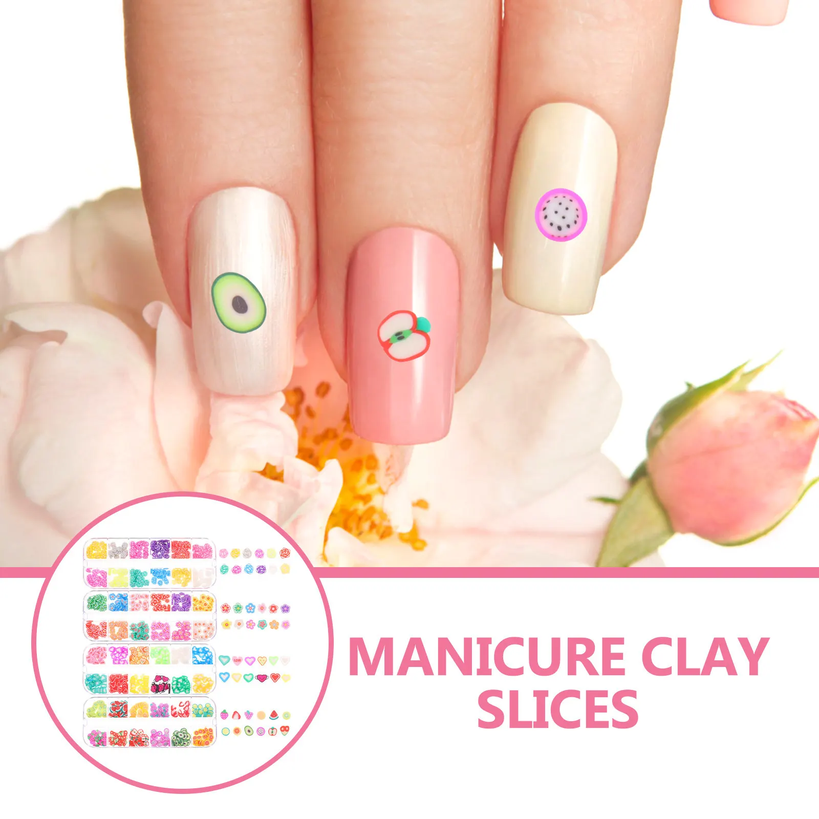 

4 Boxes DIY Polymer Clay Nail Art Patches Colorful Slices for Manicure Nail Decor Clay Slices Craft Handmade Accessories