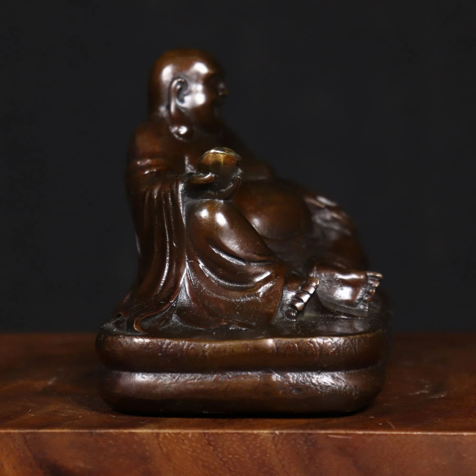Brass Laughing Buddha Statue - Home Décor Collectible for Entryway, Tea Table, Living Room, Meditation Space Decorative Accent view 3