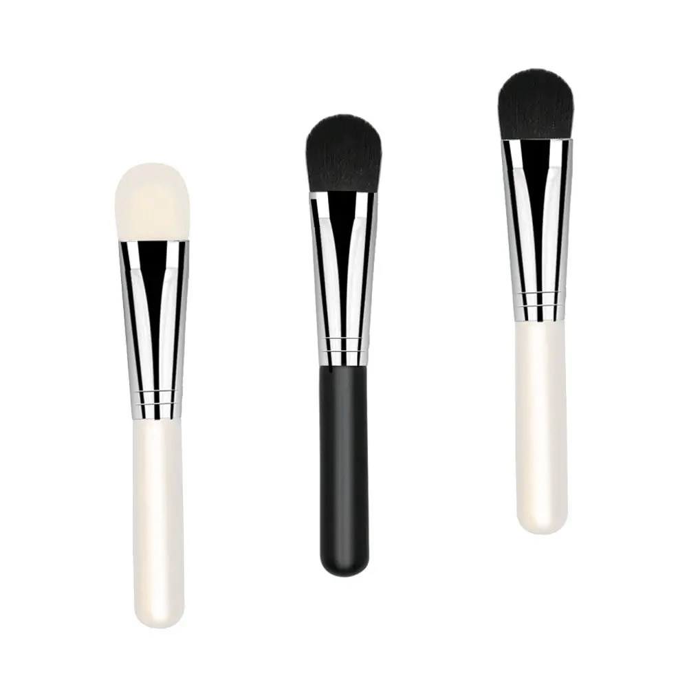 3pcs Face Mask Brush Set – Ergonomic Wooden Handle, Soft Washable Bristles for Foundation, Highlighter & Skincare