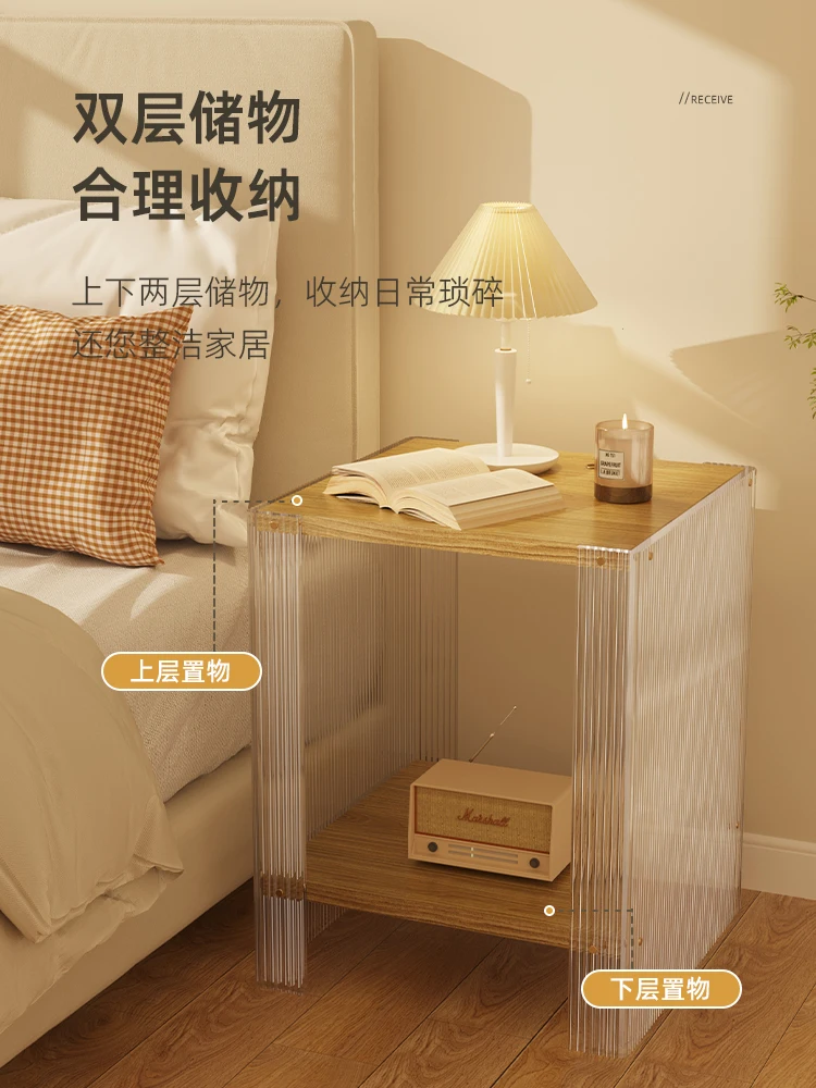 Internet celebrity acrylic coffee table, sofa, corner table, storage rack, bedroom side bedside table, living room irregular tab