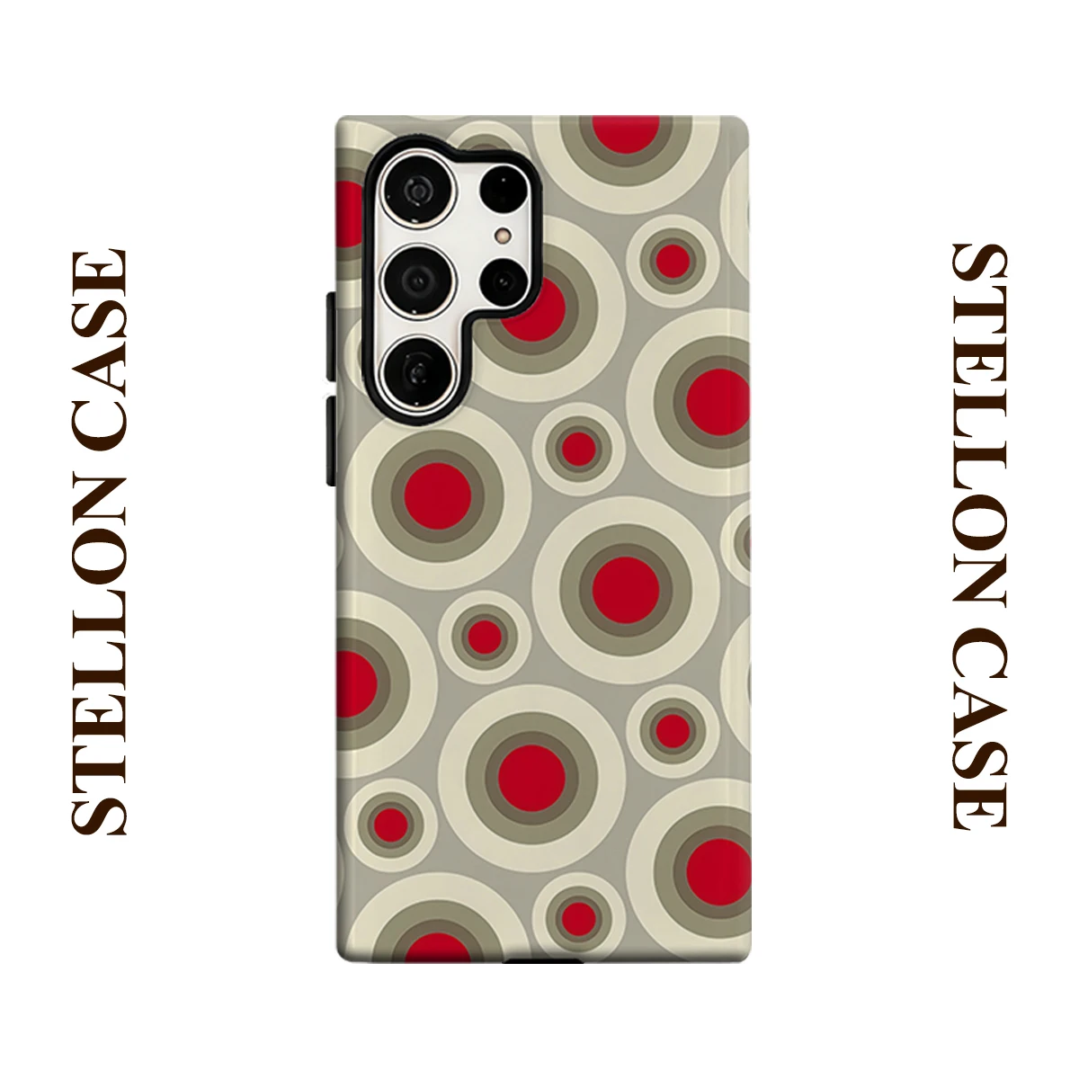 Mid Century Red Circle Phone Case for Samsung Galaxy S25 Ultra S24 S23 Ultra Plus Glossy Double-layer Back Cover