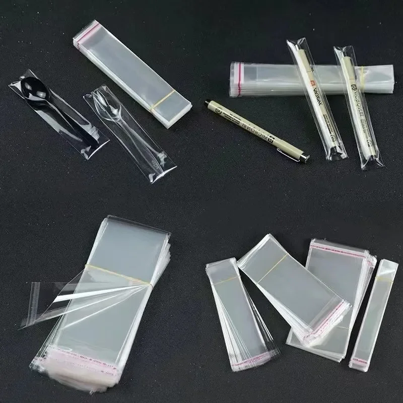 100 Stück OPP selbstklebende durchsichtige Plastiktüten transparente Zellophanbeutel selbstdichtend für Schmuck Geschenk Kekse Süßigkeiten Verpackung – Detail 2