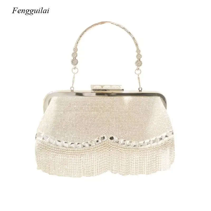 Women's Evening Bag Gold Retro Clutch Bags Crystal Beaded Rhinestone Sparkly Crossbody Bag Wedding Party Bridal Purse