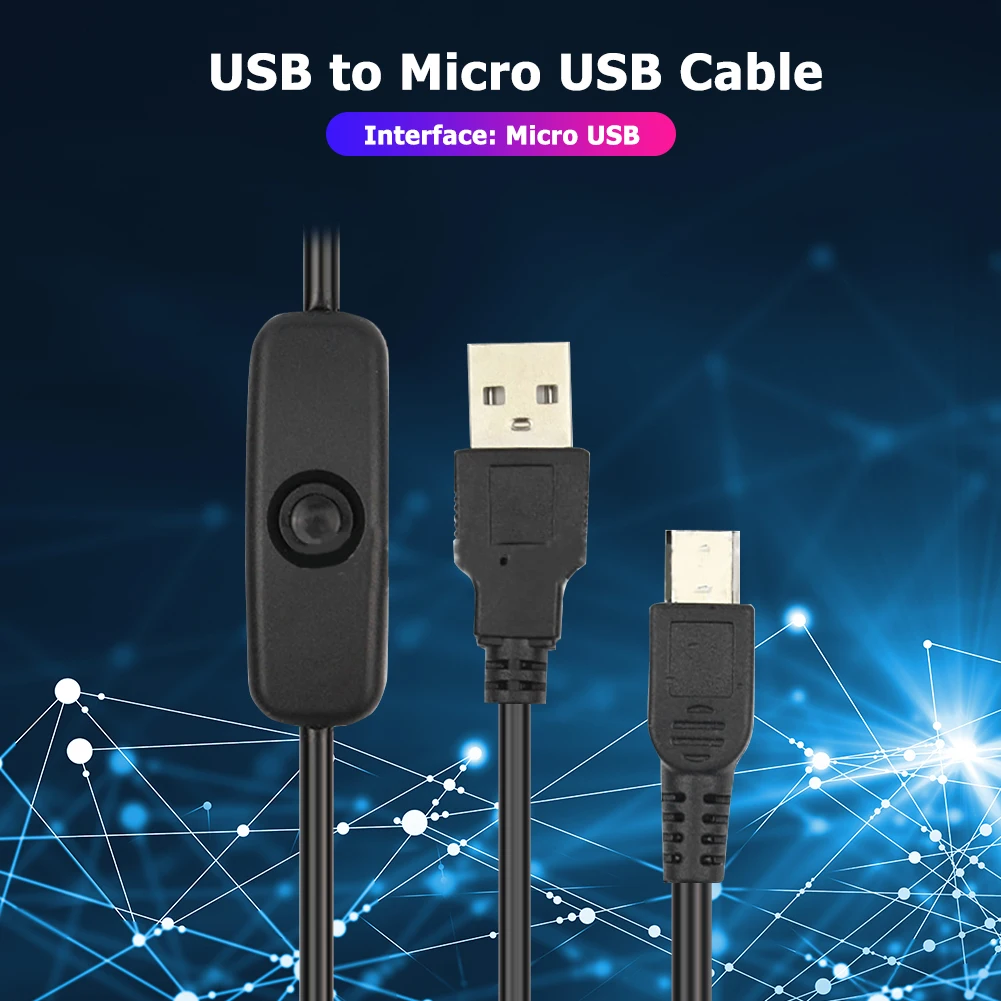 كابل USB إلى Micro USB مع مفتاح تشغيل/إيقاف، سلك طاقة لشاحن Raspberry Pi، مصدر طاقة موصى به في أقل 5 فولت #5