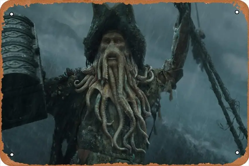 Davy Jones, Piratas del Caribe: Pecho del Hombre Muerto, Piratas del Caribe, Película Vintage Metal Tin Sign Retro Divertido T-alu