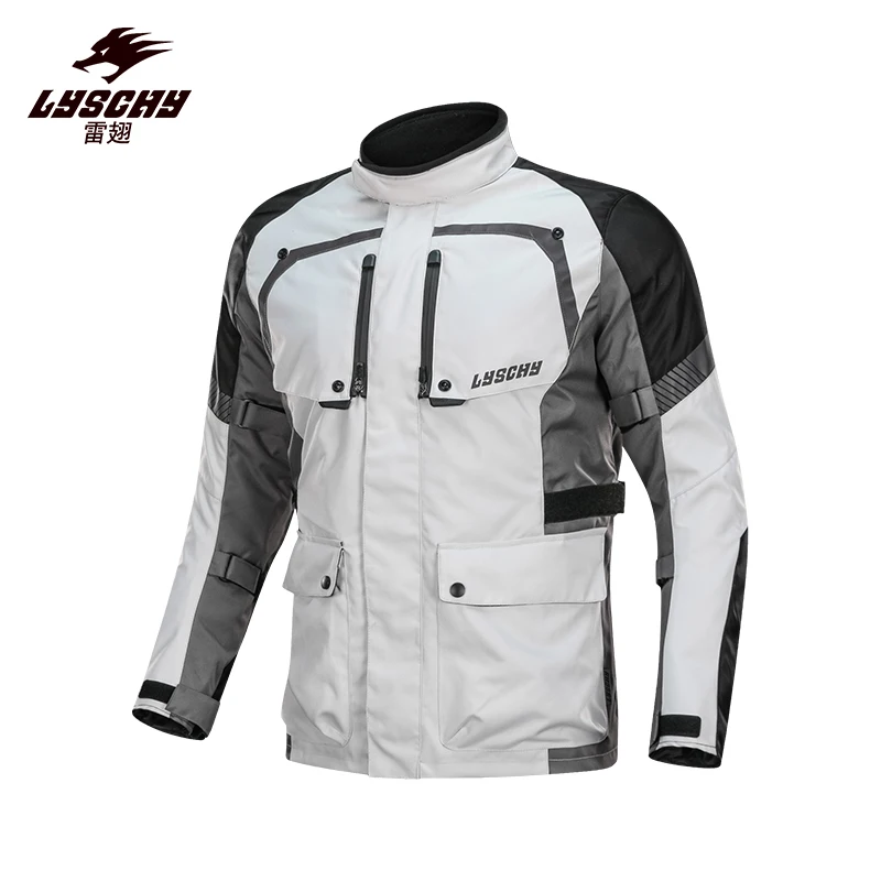 LYSCHY Classic Motorcycle Riding Jacket Breathable Waterproof Removable Warm Lining Built-in Gear Protection Rally Suit Jacket