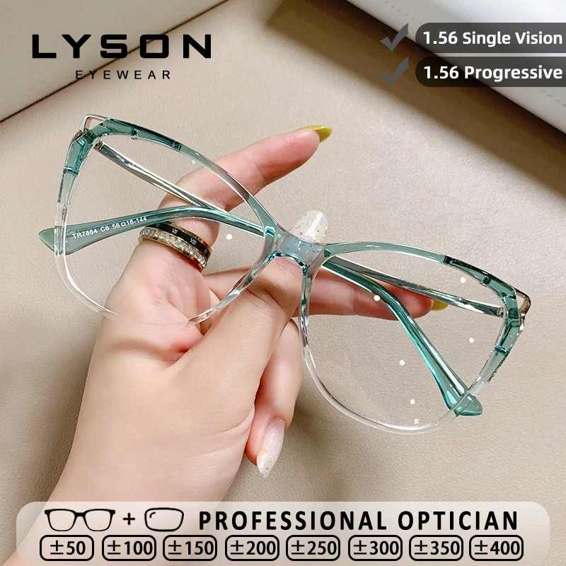 

LYSON Classic Cat Eye Women's Reading Glasses Anti Blue Light Myopia Prescription Glasses Anti Reflection Progressive Eyeglasses