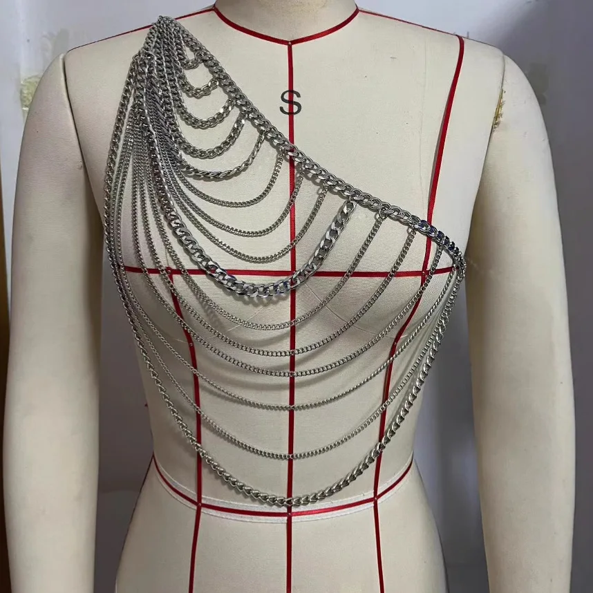 Handmade Chain Shoulder Chain Metal Chain Multi Layer Splicing Body Chain Waist Chain Top Waist Chain Double Wear