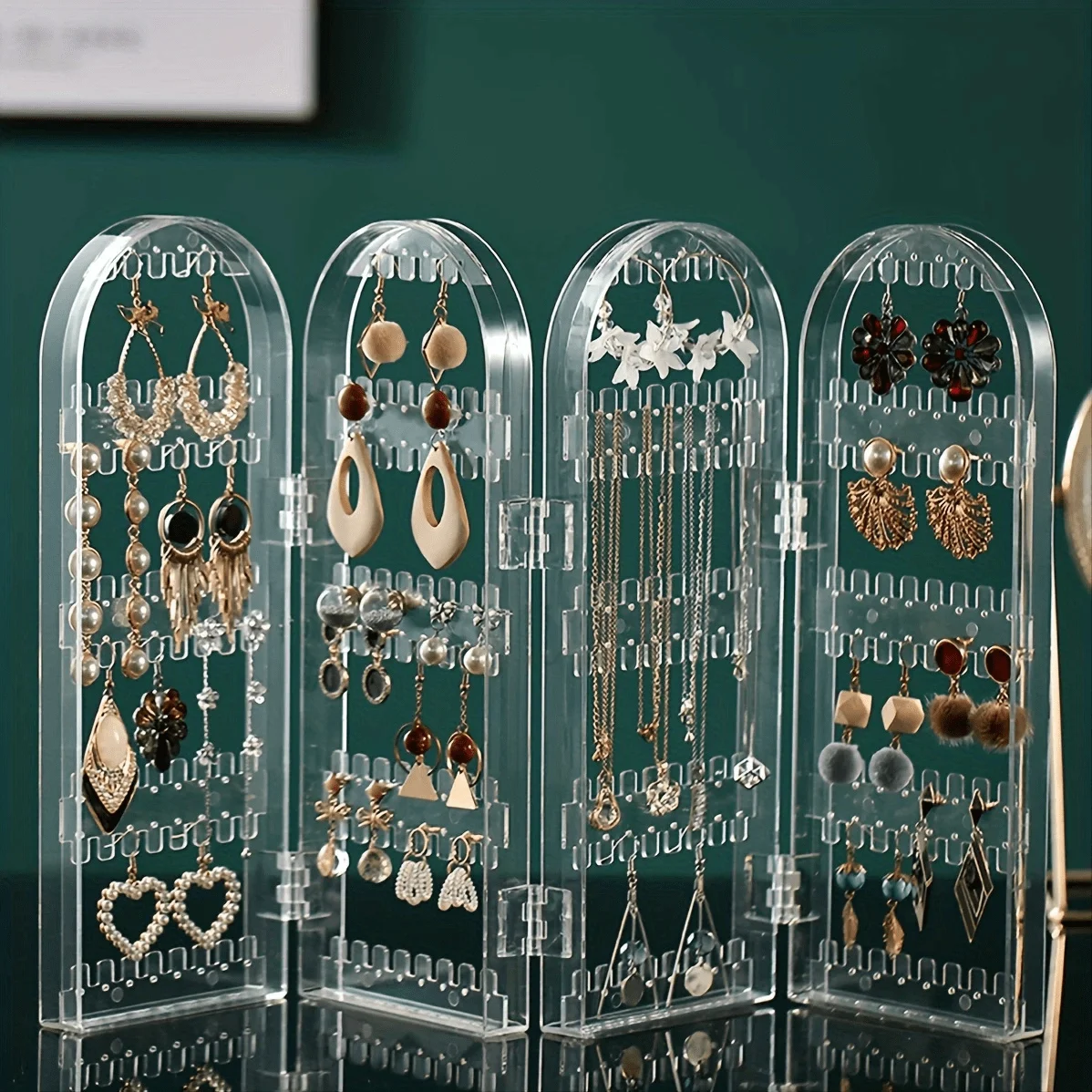 Acrylic Earring Display Stand with 240 Holes & 128 Grooves, Clear Jewelry Organizer Storage Rack, Large Capacity Earring Holder for Retail Stores, Craft Shows & Home Vanity