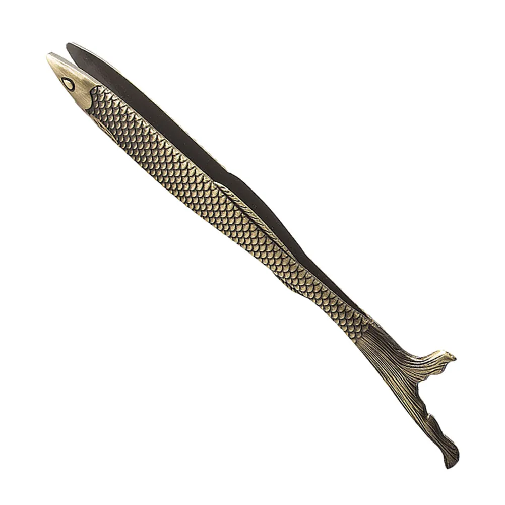 1pc Alloy Clip Brown Fish Shape Compact Lightweight Tongs For Lifting Food Small Items Home Office Tea House Restaurant Use Tea