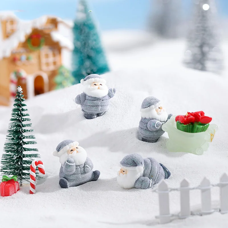 الحلي الإبداعية عيد الميلاد عطلة الطرف الديكور الكرتون سانتا كلوز ثلج الراتنج الحلي تخطيط المشهد المصغر #6