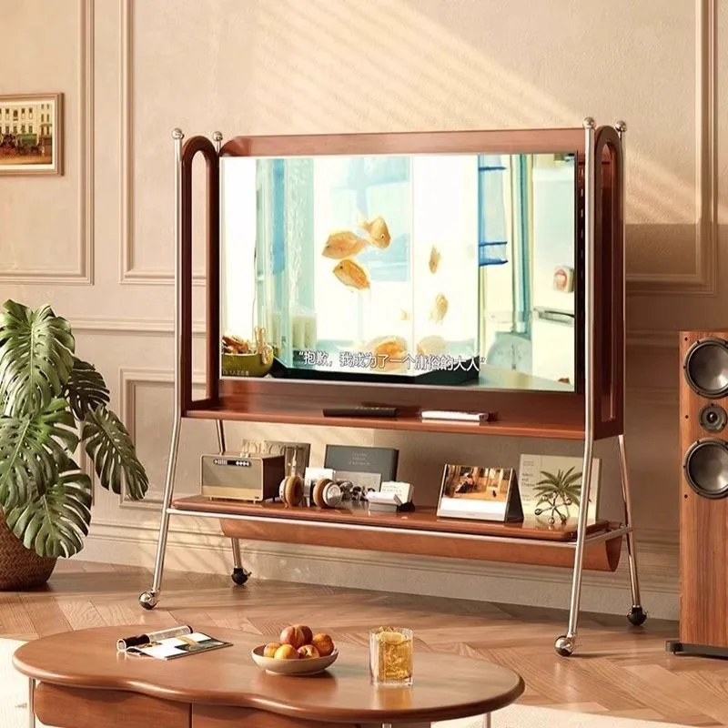 

Medieval solid wood TV rack removable bedroom small apartment TV hanger monitor floor rack living room home