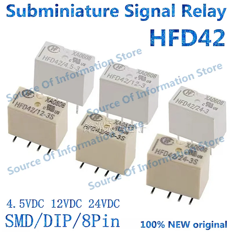 

10PCS HFD42/12-3/24-3/4.5-3 8Pin SMD/DIP Relay HFD42-5-3SR/12-3SR Ultra Miniature Signal relay 100% New original