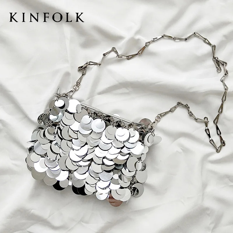 Hand-woven сумка из бусин Women\'s Fashion Retro Sequin Design Chain Shoulder Bag Banquet Party Wedding Mobile Phone Bags Handbag