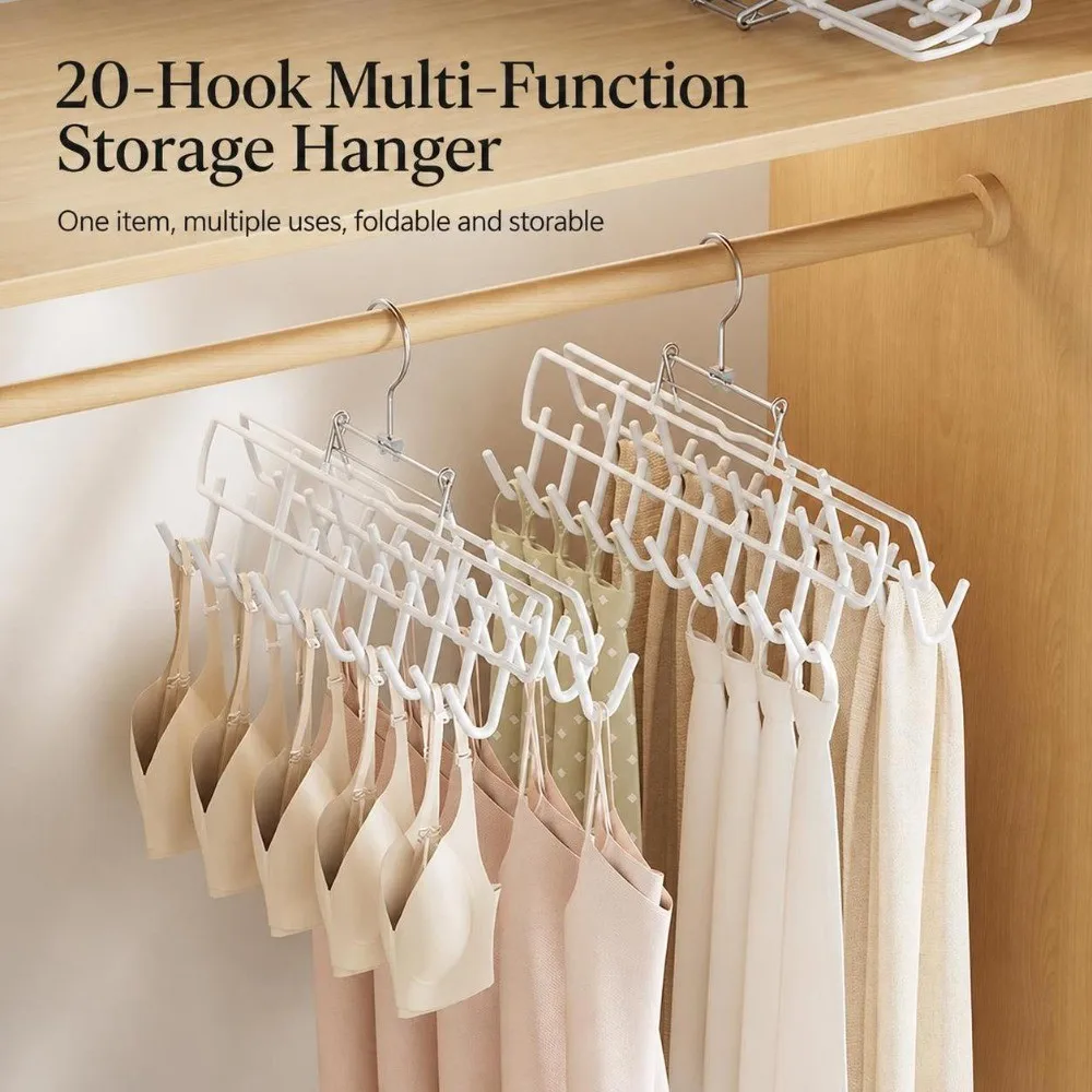 Durable Rotating 20-hook Hanger Space Saving Foldable Lingerie Hanger White Bra Hanger Lingerie Storage