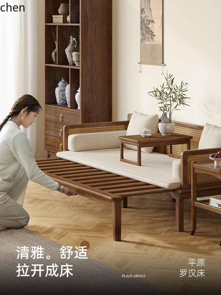 a2 Solid Wood Luohan Bed Sliding Bed Small Apartment Pull-out Extendable Folding Bed