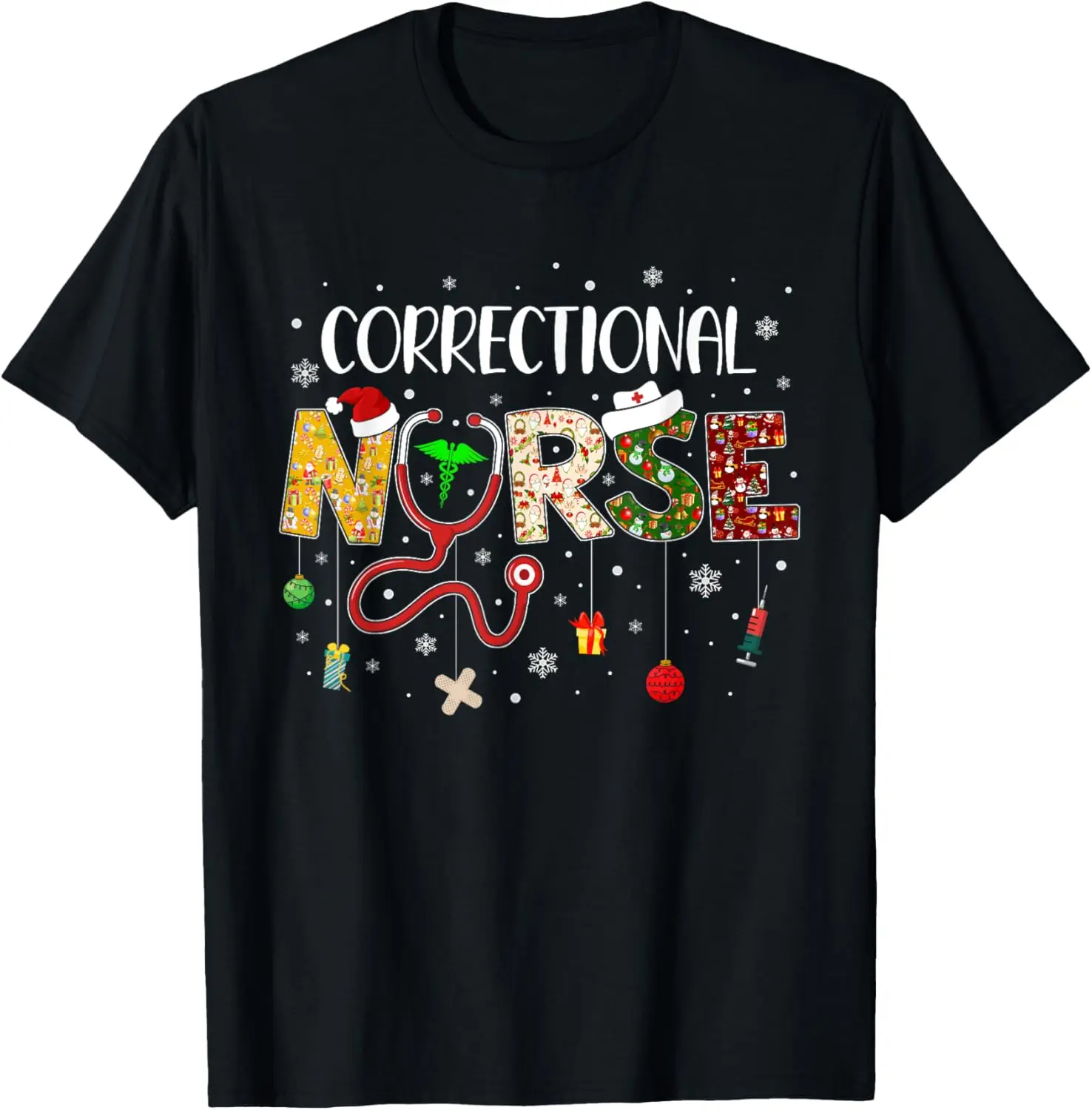 Correctional Nurse Merry Christmas Nurse Christmas Pattern T-Shirt