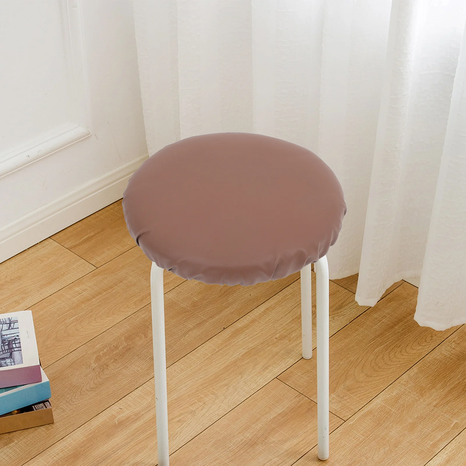 

Round Stool Cover Barstool Seat Covers Fitted Chair Protector Household Pu Cushion Waterproof Elastic Design Easy