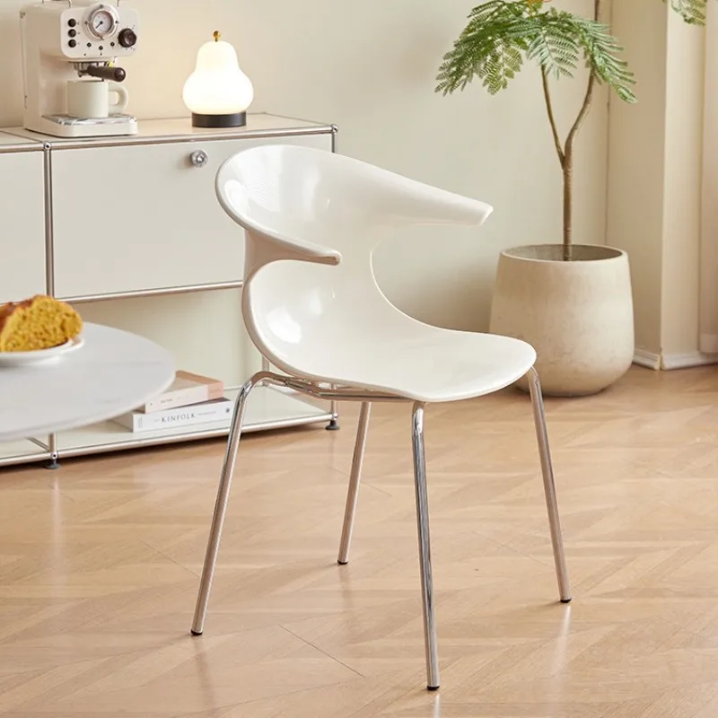 Milk White Helmet Chair Modern Simple Backrest Dining Chair
