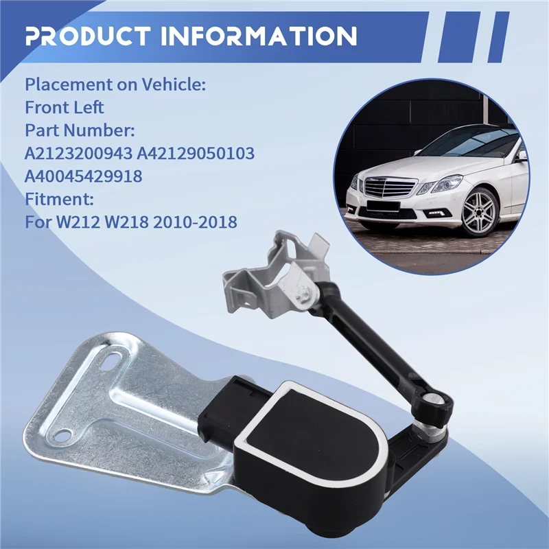 

For W212 W218 2010-2018 Body Height Level Sensor Front Left With Rod A2123200943 A42129050103 A40045429918