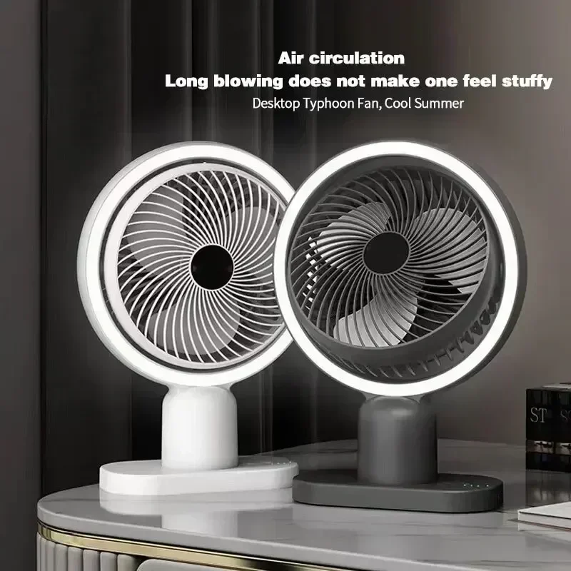 Portable Wireless Fan With Night Light 120° Rotation Quiet Mini Electric Fan USB Rechargeable Fans for Desktop Office Home